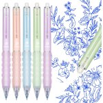 Letnerny - lot de 5 stylos a bille effa�able bleu avec poign�e souple 0, 5 mm r�tractable pour planifier ...