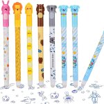 Letnerny - lot de 7 stylos a bille effaables pour enfants avec boule gomme, stylos gel effaables pour ...