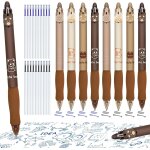 Letnerny - lot de 8 stylos a bille effa�ables de 0, 5 mm avec 20 recharges, noirs et bleus, stylos a ...
