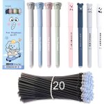 Letnerny - lot de 8 stylos a encre gel effa�ables avec 20 recharges noires, stylo a encre gel de dessin ...