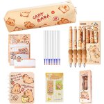 Letnerny - capybara ensemble de papeterie avec stylo a bille effaable, trousse avec autocollants mignons ...