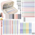 Letnerny - fournitures de papeterie esth�tiques avec etui rose, surligneurs, crayons m�caniques, stylos ...