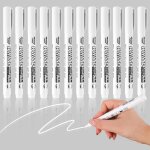 Letnerny - marqueur blanc permanent, 12 pcs, stylo indlbile impermable a schage rapide pour pneu, ...