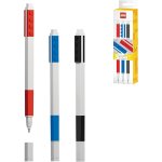 Letnerny - papeterie lego - pack de 3 stylos gel - rouge, bleu, noir