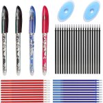 Letnerny - stylo encre effacable, stylos effa�ables, stylo effacable, noir rouge bleu, equip� de 20 recharges ...