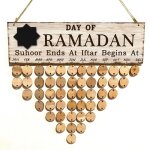 Liste de calendrier en bois eid al - fitr, tableau noir de compte a rebours, d�coration de maison, cadeau ...