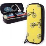 Little blacku trousse a crayons multifonction avec motif v�los blancs sur jaune ensoleill�, grande capacit�, ...