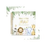 Livre d'invit�s bapt�me communion 60 pages 20x14 cm vert motif eucalyptus gaufrage dor� avec film, album ...
