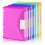 Lot de 10 chemises de classement, enveloppes en plastique a 11 anneaux, chemise transparente pour documents ...