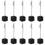 Lot de 10 pinces mmo avec base en bois ¿ supports de numros de table pour photos, cartes de visite ...