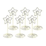 Lot de 10 pinces a notes dor�es en forme d'�toile pour photos, cartes et d�corations de table - fil d'acier ...