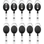 Lot de 10 porte - badges r�tractables avec mousqueton pour cartes d'identit�, badges et cl�s - durables ...