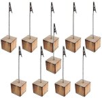 Lot de 10 porte - cartes en bois avec pince en fer pour photos, notes, cartes de visite, noms de lieux ...