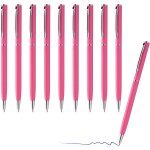 Lot de 10 stylos a bille - design fin - en aluminium elgant - rose