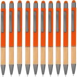 Lot de 10 stylos a bille ergonomiques rtractables avec pointe en mtal et zone de prhension en bambou ...