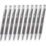 Lot de 10 stylos a bille en m�tal - anthracite - gris fonc� - de qualit� sup�rieure - encre bleue - recharge ...