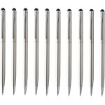 Lot de 10 stylos a bille en m�tal de forme fine et el�gants avec stylet pour bureau et lieu de travail ...