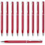 Lot de 10 stylos a bille rotatifs elgants en aluminium - pour le bureau et le lieu de travail - argent, ...