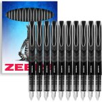 Lot de 10 stylos plume jetables pointe fine 1, 0 mm largeur de trait 0, 6 mm encre noire dans un coffret ...