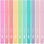 Lot de 10 surligneurs esthtiques, pointe biseaute, couleurs pastel, surligneurs mignons de couleurs ...