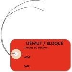 Lot de 100 etiquettes américaines production 'defaut ' cartonnées 100x55 mm avec attache métallique Lot de 100 etiquettes américaines production 'defaut ' cartonnées 100x55 mm avec attache métallique