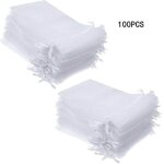 Lot de 100 grands sachets en organza avec cordon de serrage en satin 13 x 18 cm, pour bijoux, mariage, ...