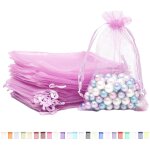 Lot de 100 petits sacs cadeaux en organza rouge rose clair de 10 x 15 cm, pochettes a bijoux de mariage ...