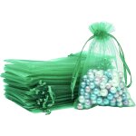 Lot de 100 petits sacs cadeaux en organza vert gazon, 7 x 9 cm, pochettes a bijoux de mariage avec cordon ...