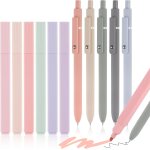 Lot de 11 surligneur pastel trousse - 6 surligneurs et 5 stylos a bille esthtiques 0. 5 mm marqueurs ...