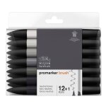 Lot de 12 + 1 feutres promarker brush - tons neutres - winsor et newton