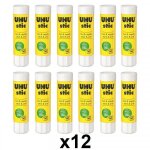 Lot de 12 b�tons de colle blanche uhu 40g