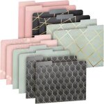 Lot de 12 chemises pour documents 29x24 cm, carton 300g, dossiers de classement el�gants motifs g�om�triques ...