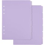 Lot de 12 feuilles de sparateurs de classeur a5 en plastique violet avec onglets 6 intercalaires a anneaux ...