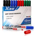 Lot de 12 marqueurs effa�ables a sec pour tableau blanc, 4 couleurs assorties, fournitures scolaires, ...