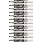Lot de 12 marqueurs effa�ables a sec pour tableaux blancs pointe biseaut�e large encre liquide noir