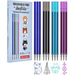 Lot de 12 mines de rechange, 3 bleues, 3 noires, 3 turquoises, 3 violettes, hauteur : 13 cm, compatible ...