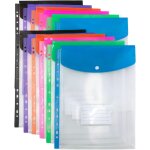 Lot de 12 pochettes en plastique perfores a4 extensibles a4, pochettes en plastique, impermables, fourniture ...