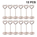 Lot de 12 porte - notes en m�tal or rose en forme de coeur, 8, 5 cm de haut, base robuste, id�al pour ...
