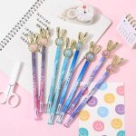 Lot de 12 stylos a bille a encre gel liquide motif lapin mignon dessin anim, stylo a bille fantaisie ...