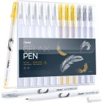 Lot de 12 stylos a encre gel opaques extra fins - encre blanche lisse - pour papier noir, dessin, croquis, ...