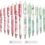 Lot de 12 stylos encre gel rtractables avec 10 mines noires, pointe fine, encre noire, 0, 5 mm, pour ...