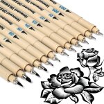 Lot de 12 stylos a pointe fine noire a pointe fine pour dessin - stylos microns avec encre imperm�able ...