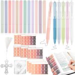 Lot de 12 surligneurs esthtiques avec 6 stylos gel de 0, 5 mm, 120 onglets de bible et un marque - page, ...