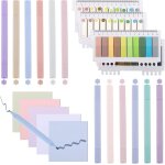 Lot de 12 surligneurs pastels 1200 pi�ces notes autocollantes transparentes avec r�gles sticky notes ...