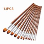 Lot de 13 pinceaux de peinture professionnels avec manche en bois et poils en nylon pour huile acrylique, ... Lot de 13 pinceaux de peinture professionnels avec manche en bois et poils en nylon pour huile acrylique, ...
