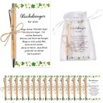 Lot de 15 stylos porte - bonheur avec stylo a bille en bois, carte, pochette en organza et cordon de ...