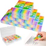 Lot de 16 gomme arc - en - ciel, 5. 5cm 2b gommes, gomme crayon plastique avec bo�te de rangement pour ...