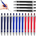 Lot de 16 stylos a bille 2 en 1 avec stylet, 4 couleurs, en mtal de qualit suprieure, pour tablette, ...