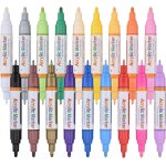 Lot de 18 feutres acryliques a double pointe - pour peindre, imperm�able, s�chage rapide - pour papier, ...
