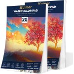 Lot de 2 blocs de papier aquarelle a4 x 30 feuilles, 300 g / m, press a froid, carnet de croquis de ...
